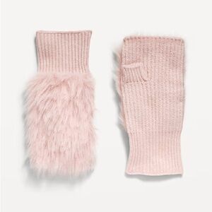 Women’s Pink Fuzzy Fingerless Gloves New